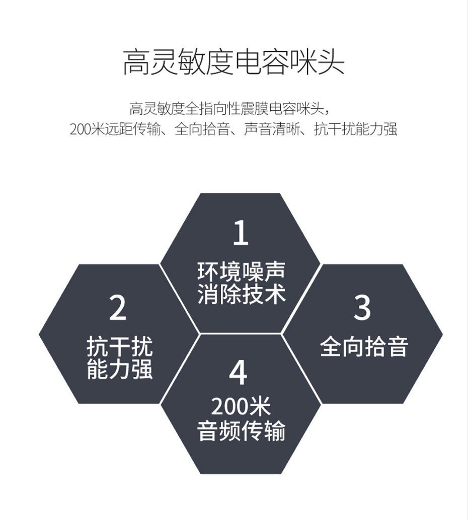 海康威視DS-2FP1020-B 通用拾音器 ①、采用高靈敏度全指向性震膜電容咪頭，全向拾音、聲音清晰自然； ②、采用專業音頻處理技術，有效防止語音信號失真及衰減； ③、內置雷擊保護、電源極性反接保護和靜電保護； ④、符合RoHS標準，在結構上不含有歐盟禁用的危害性物質； ⑤、通過歐盟CE標準，美國FCC認證； 通用拾音器 通用拾音器 通用拾音器 拾音器 拾音器 拾音器
